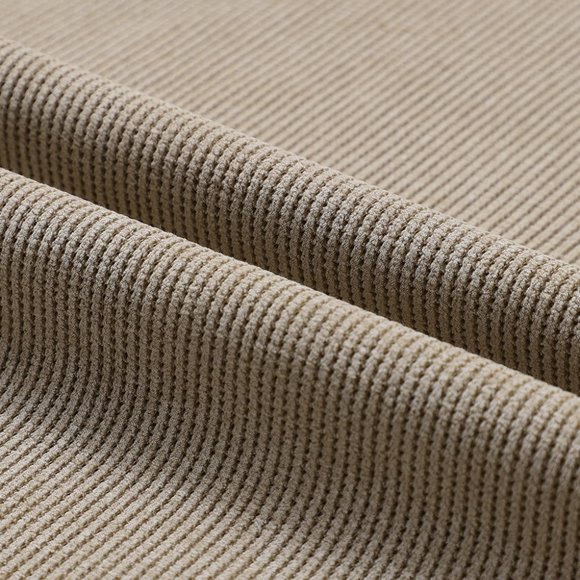 Cali Chic Women Sweatshirt Khaki Solid Ribbed Knit Round Neck Pullover - Picture 7 of 9